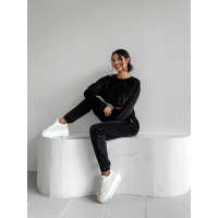 KOMPLET DRES WELUROWY HAFT OLAVOGA VELVET STORM BLACK