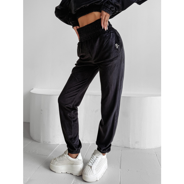 KOMPLET DRES WELUROWY HAFT OLAVOGA VELVET STORM BLACK