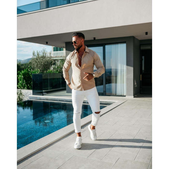 KOSZULA MĘSKA OLAVOGA MEN GASTON BEIGE