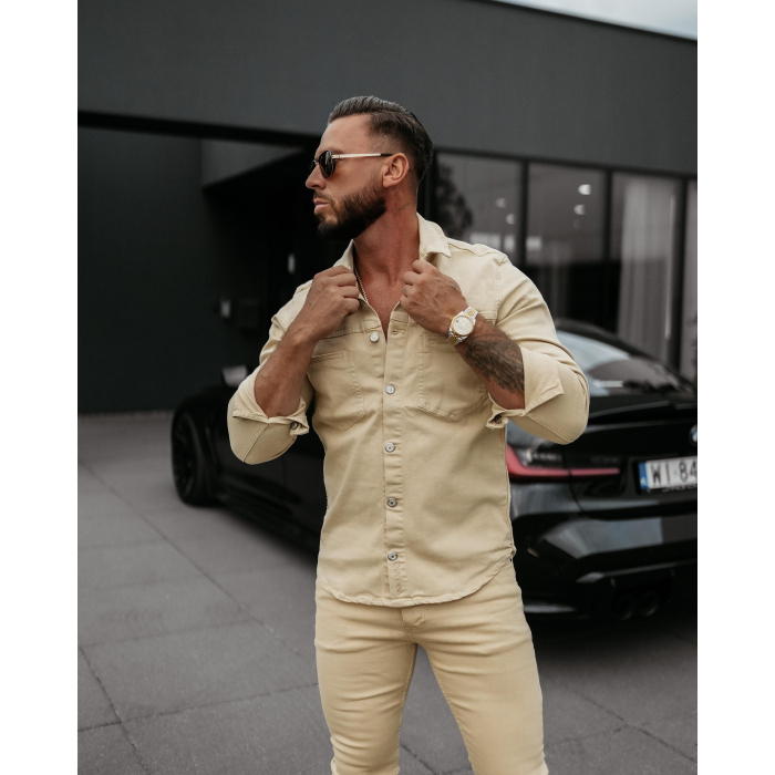 KOSZULA MĘSKA OLAVOGA MEN GIACCA DARK BEIGE