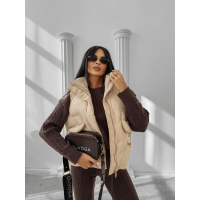 KURTKA BEZRĘKAWNIK KAMIZELKA OVERSIZE OLAVOGA RAIN BEIGE