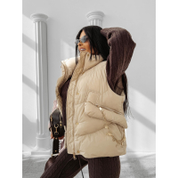 KURTKA BEZRĘKAWNIK KAMIZELKA OVERSIZE OLAVOGA RAIN BEIGE
