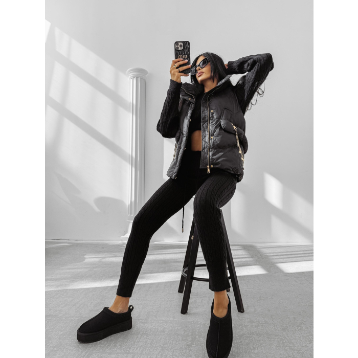 KURTKA BEZRĘKAWNIK KAMIZELKA OVERSIZE OLAVOGA RAIN BLACK