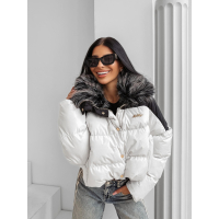 KURTKA DAMSKA BOMBER PIKOWANA OLAVOGA PULLY BEIGE BLACK