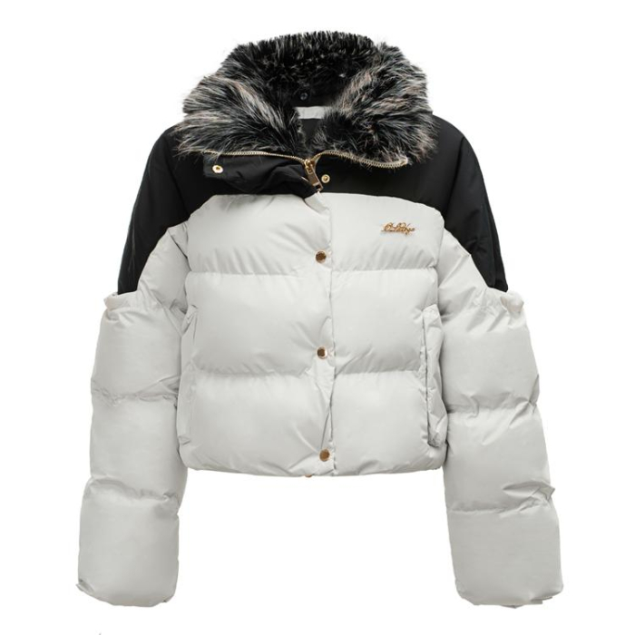 KURTKA DAMSKA BOMBER PIKOWANA OLAVOGA PULLY BEIGE BLACK