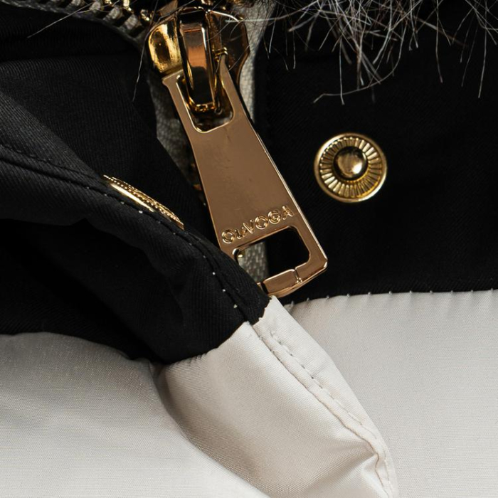 KURTKA DAMSKA BOMBER PIKOWANA OLAVOGA PULLY BEIGE BLACK