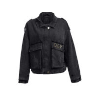 KURTKA DAMSKA DENIM OCIEPLANA ODPINANE FUTRO OVERSIZE HAFT OLAVOGA MONDEO BLACK