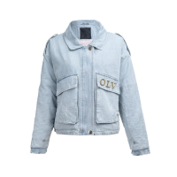 KURTKA DAMSKA DENIM OCIEPLANA ODPINANE FUTRO OVERSIZE HAFT OLAVOGA MONDEO LIGHT BLUE