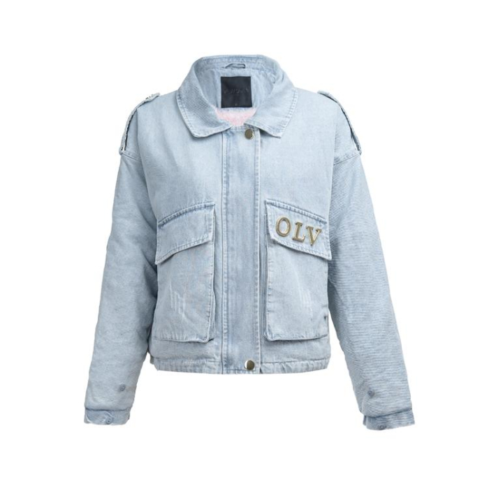 KURTKA DAMSKA DENIM OCIEPLANA ODPINANE FUTRO OVERSIZE HAFT OLAVOGA MONDEO LIGHT BLUE