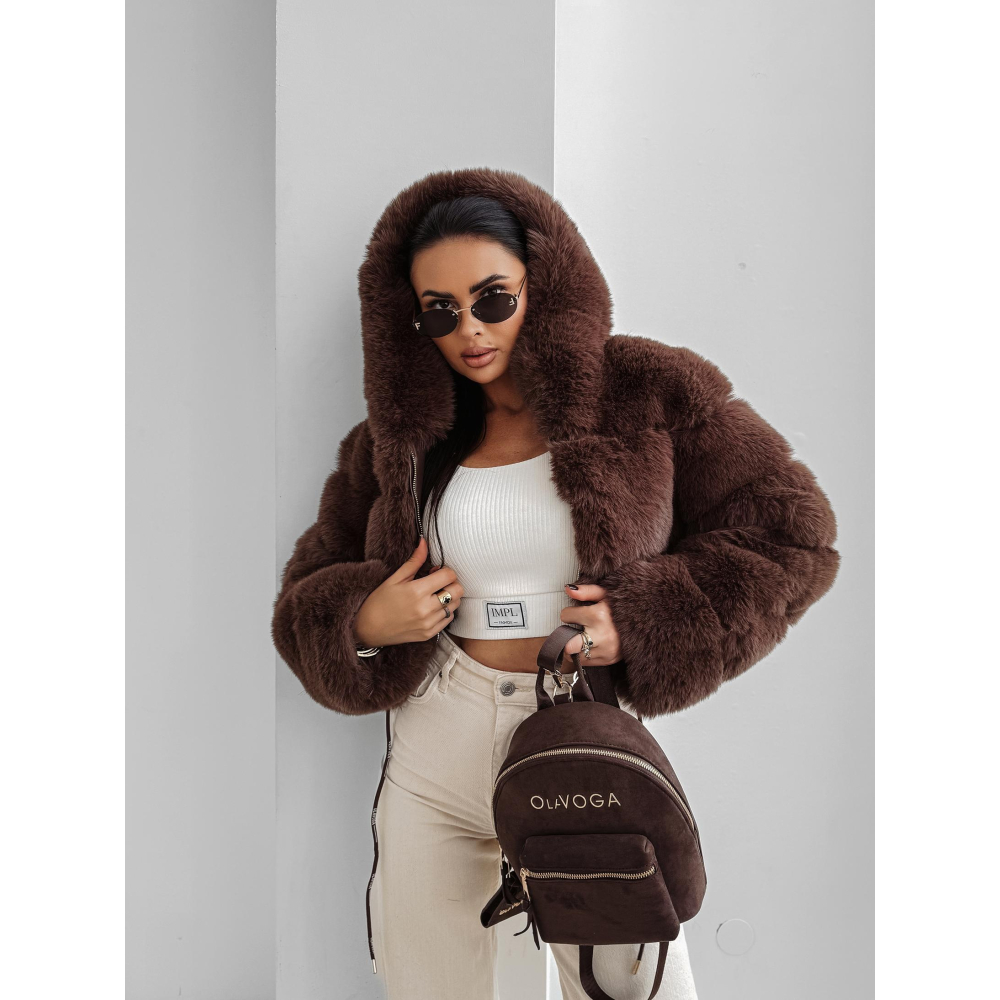 KURTKA DAMSKA FUTRO OLAVOGA MARCELLINI BROWN