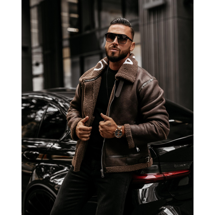 KURTKA MĘSKA KOŻUSZEK OVERSIZE OLAVOGA MEN LENNOX MEN BROWN