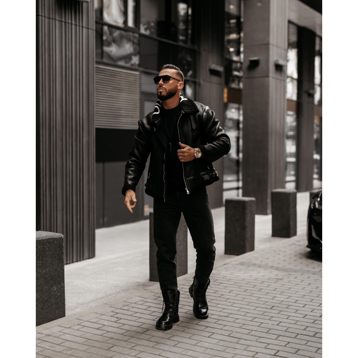 KURTKA MĘSKA KOŻUSZEK OVERSIZE OLAVOGA MEN LENNOX MEN BLACK