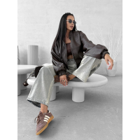 KURTKA DAMSKA OVERSIZE EKO SKÓRA OLAVOGA SOFT SHADOW BROWN