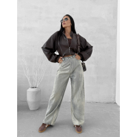 KURTKA DAMSKA OVERSIZE EKO SKÓRA OLAVOGA SOFT SHADOW BROWN