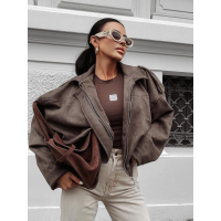 KURTKA DAMSKA OVERSIZE ZAMSZ OLAVOGA FAWNTRAIL BROWN