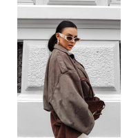 KURTKA DAMSKA OVERSIZE ZAMSZ OLAVOGA FAWNTRAIL BROWN