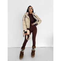 KURTKA DAMSKA BOMBER PIKOWANA OLAVOGA ROOSEN BEIGE