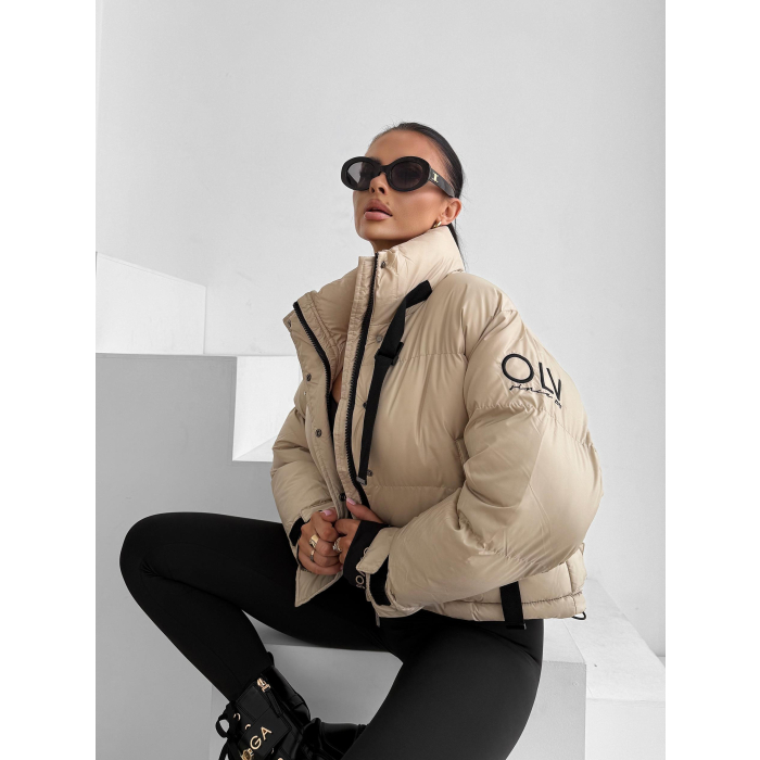 KURTKA DAMSKA BOMBER PIKOWANA OLAVOGA ROOSEN BEIGE