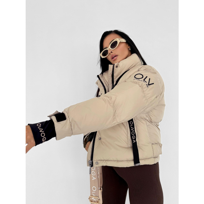 KURTKA DAMSKA BOMBER PIKOWANA OLAVOGA ROOSEN BEIGE