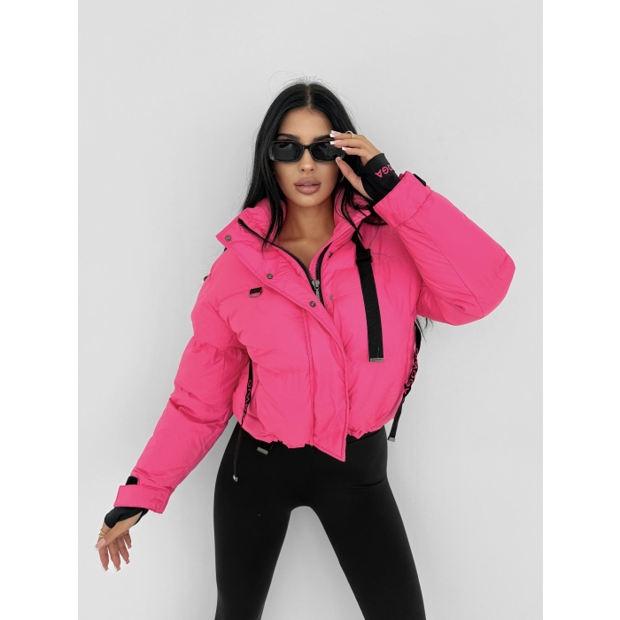 KURTKA DAMSKA BOMBER PIKOWANA OLAVOGA ROOSEN NEON PINK