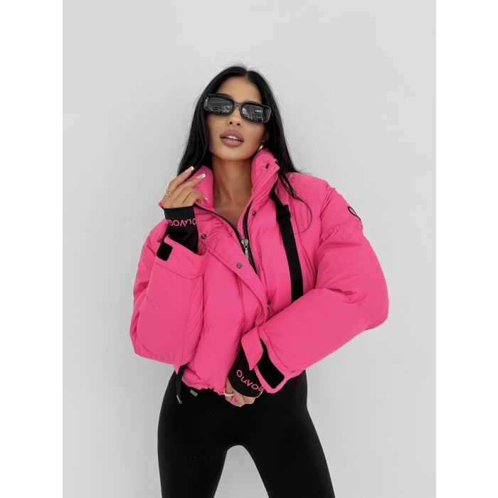 KURTKA DAMSKA BOMBER PIKOWANA OLAVOGA ROOSEN NEON PINK