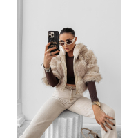 KURTKA KAMIZELKA DAMSKA FUTRO OLAVOGA LANIKA LIGHT BEIGE