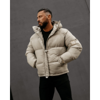 KURTKA MĘSKA PIKOWANA OVERSIZE BOMBERKA OLAVOGA MEN CASTE BEIGE