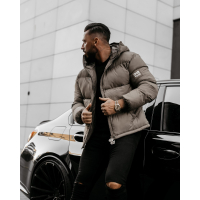 KURTKA MĘSKA PIKOWANA OVERSIZE BOMBERKA OLAVOGA MEN CASTE BROWN