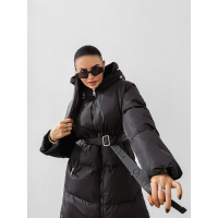 KURTKA PŁASZCZ DAMSKI DŁUGI OVERSIZE OLAVOGA SIING BLACK