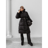 KURTKA PŁASZCZ DAMSKI DŁUGI OVERSIZE OLAVOGA SIING BLACK