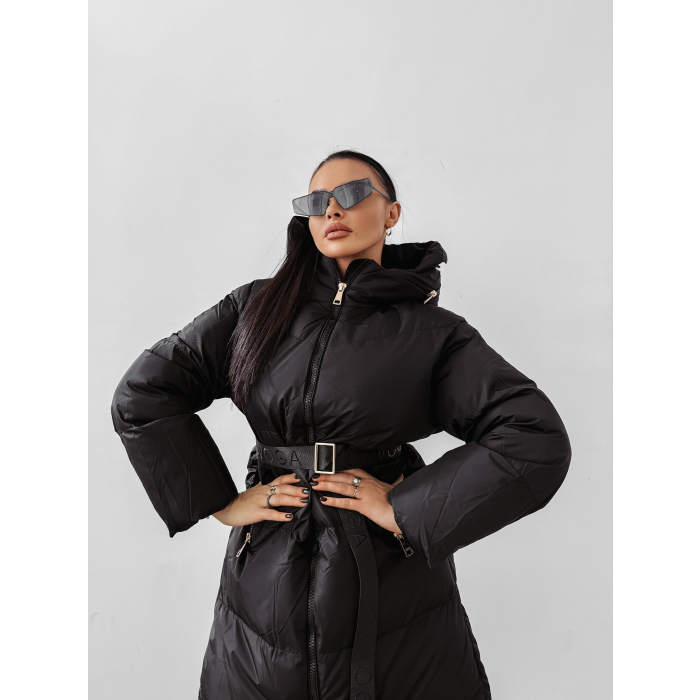 KURTKA PŁASZCZ DAMSKI DŁUGI OVERSIZE OLAVOGA SIING BLACK