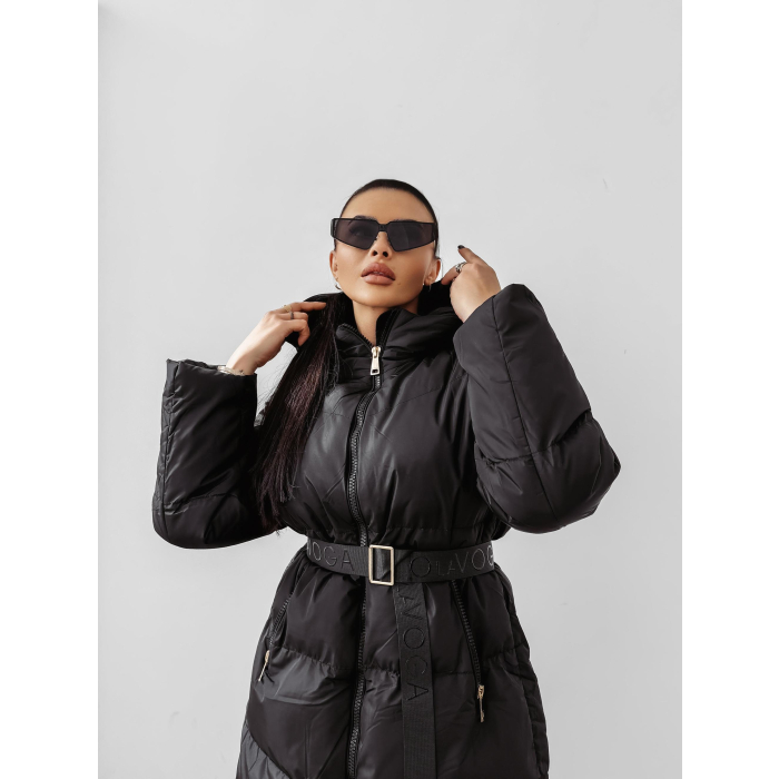 KURTKA PŁASZCZ DAMSKI DŁUGI OVERSIZE OLAVOGA SIING BLACK