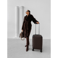 KURTKA PŁASZCZ FUTRO DAMSKI DŁUGI OVERSIZE OLAVOGA MINO BROWN