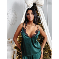PIŻAMA DAMSKA SATYNOWA OLAVOGA DESIRE DEEP GREEN