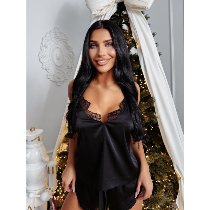 PIŻAMA DAMSKA SATYNOWA OLAVOGA DESIRE BLACK