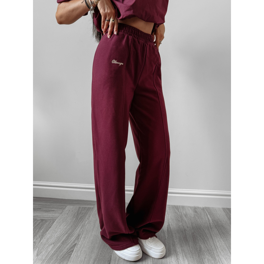 SPODNIE DRESOWE BAWEŁNIANE OLAVOGA AUTUMN WHISPER PANTS BURGUND