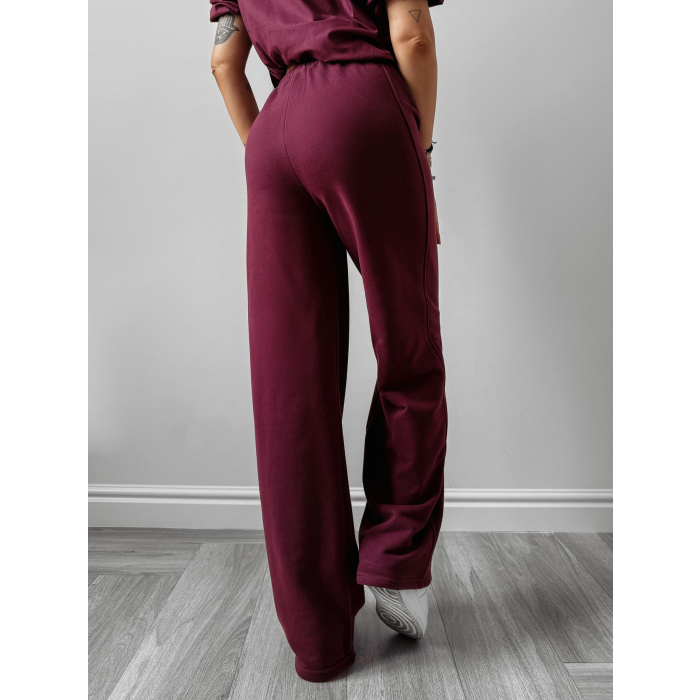 SPODNIE DRESOWE BAWEŁNIANE OLAVOGA AUTUMN WHISPER PANTS BURGUND