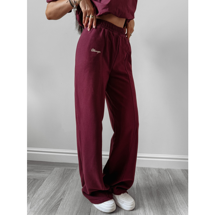 SPODNIE DRESOWE BAWEŁNIANE OLAVOGA AUTUMN WHISPER PANTS BURGUND