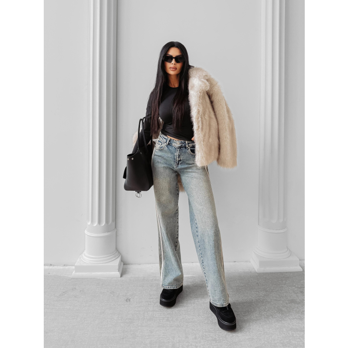 SPODNIE JEANSOWE DENIM WIDE LEG OLAVOGA ERADIO WASHED BLUE