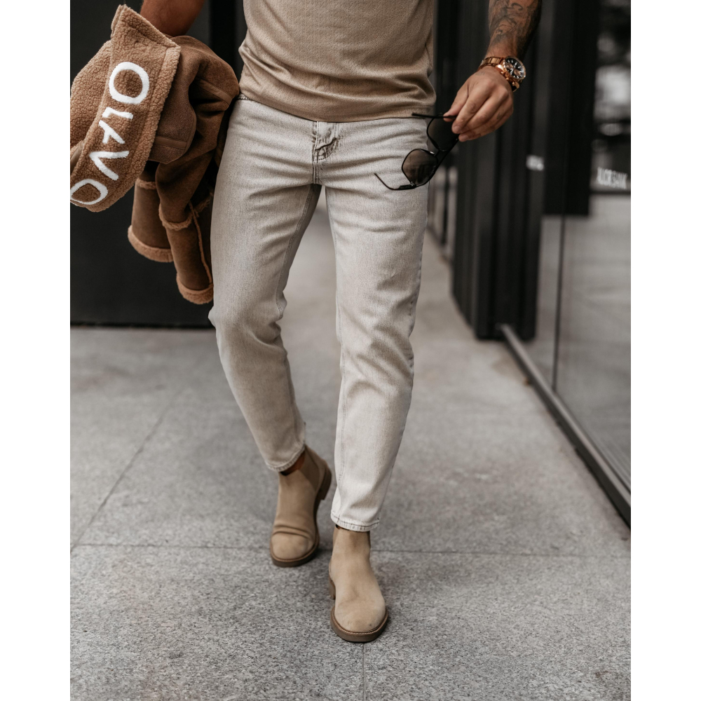 SPODNIE JEANSOWE MĘSKIE DENIM OLAVOGA MEN DEMAN BEIGE