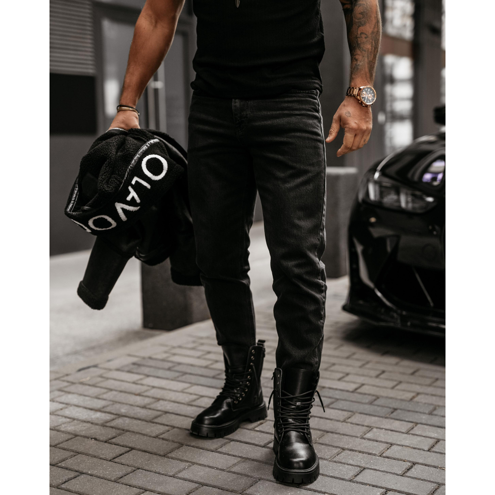 SPODNIE JEANSOWE MĘSKIE DENIM OLAVOGA MEN DEMAN BLACK