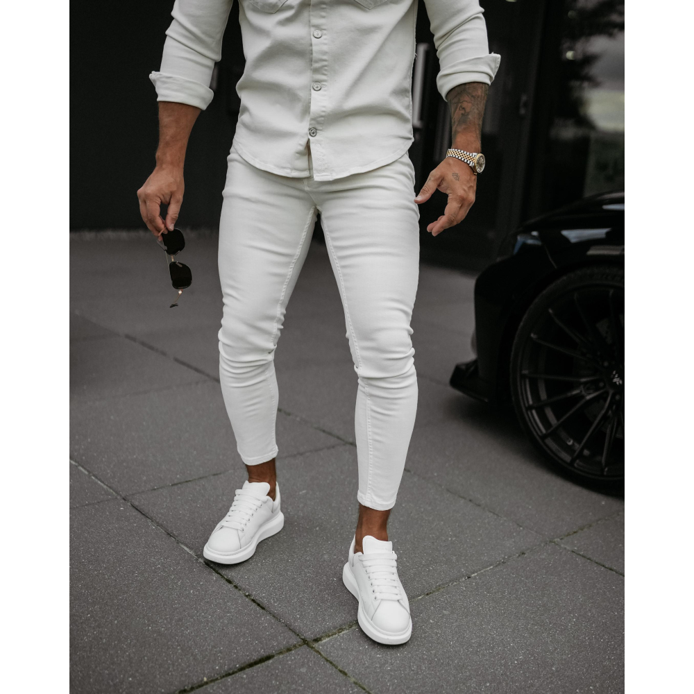 SPODNIE JEANSOWE MĘSKIE SLIM FIT OLAVOGA MEN TOLON LIGHT BEIGE