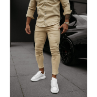 SPODNIE JEANSOWE MĘSKIE SLIM FIT OLAVOGA MEN TOLON DARK BEIGE