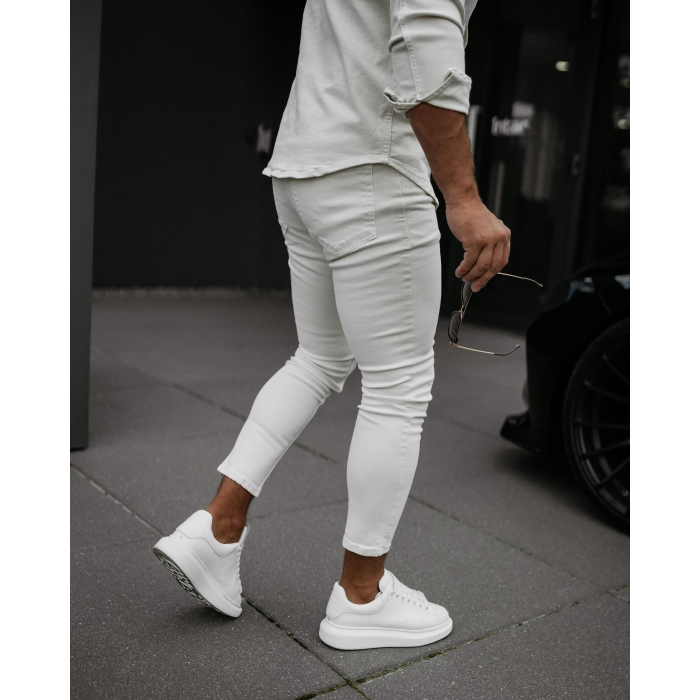 SPODNIE JEANSOWE MĘSKIE SLIM FIT OLAVOGA MEN TOLON LIGHT BEIGE
