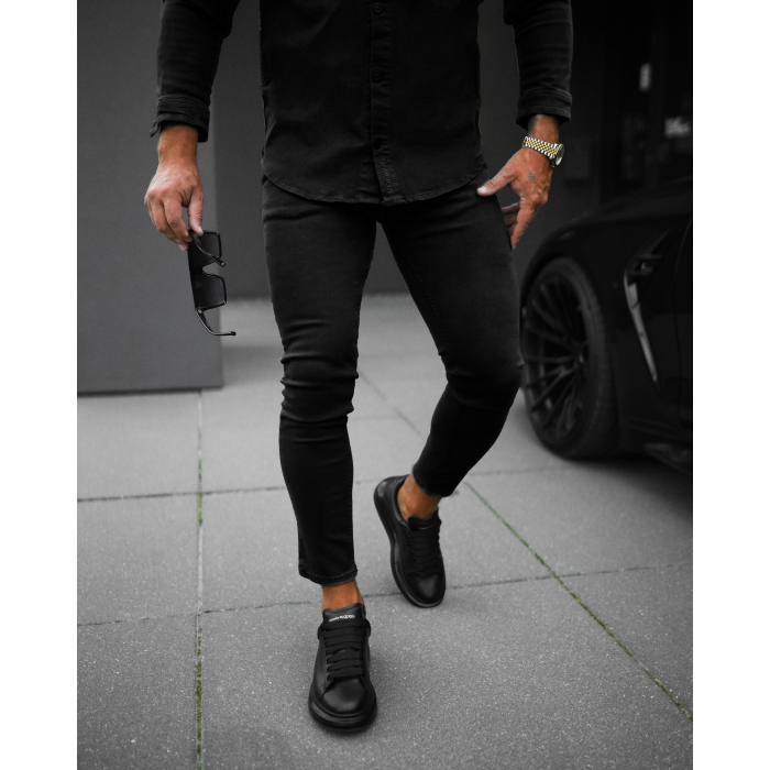 SPODNIE JEANSOWE MĘSKIE SLIM FIT OLAVOGA MEN TOLON BLACK