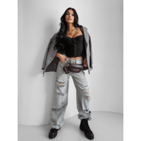 SPODNIE JENSOWE DENIM BAGGY DZIURY OLAVOGA BAMBI GRAY