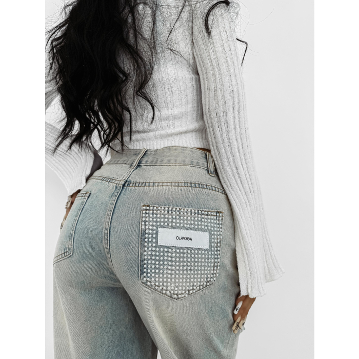 SPODNIE JENSOWE DENIM BAGGY DZIURY OLAVOGA BAMBI BLUE
