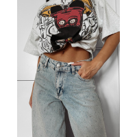 SPODNIE JENSOWE DENIM MOM FIT CYRKONIE OLAVOGA FASOLITA JEANS BLUE