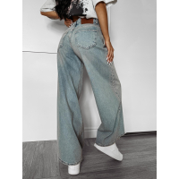 SPODNIE JENSOWE DENIM MOM FIT CYRKONIE OLAVOGA FASOLITA JEANS BLUE