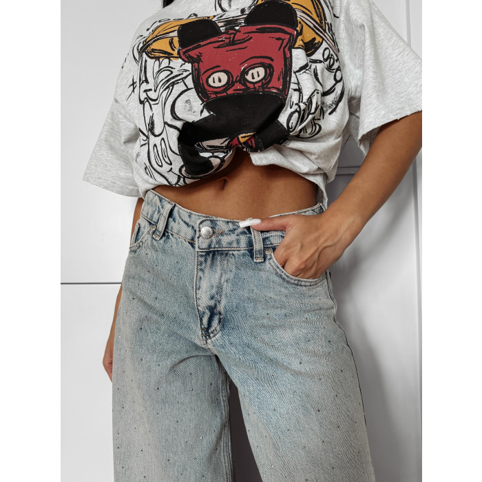 SPODNIE JENSOWE DENIM MOM FIT CYRKONIE OLAVOGA FASOLITA JEANS BLUE